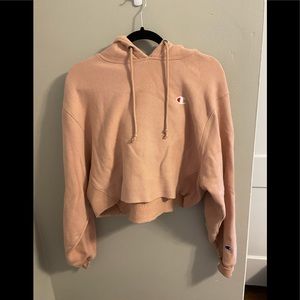 light pink champion cropped hoodie